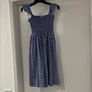 Mini Boden Blue and White Patterned Kids Dress